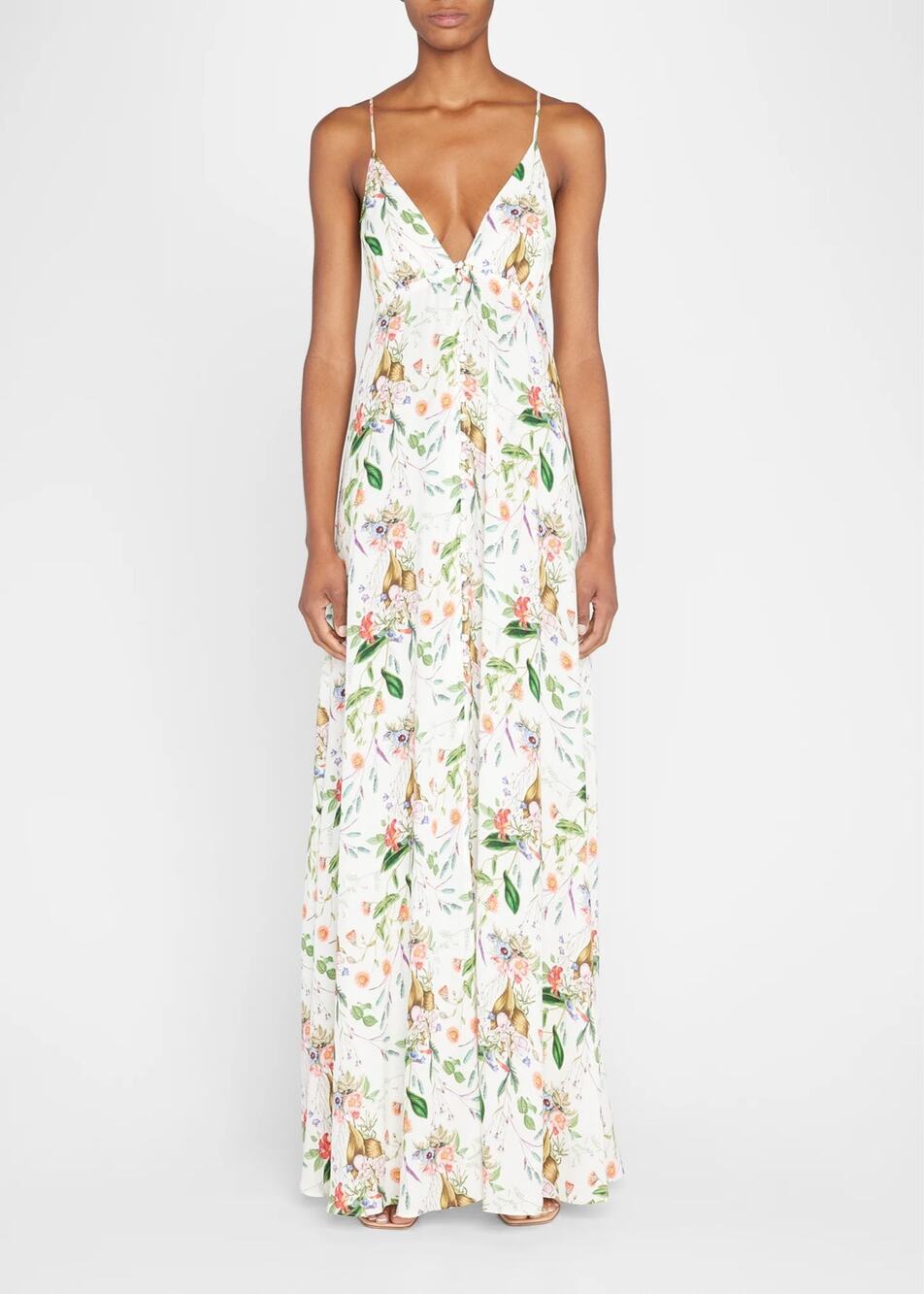 L'AGENCE Stefani Floral Print Empire Waist Maxi Dress XL Fairy Garden Cottage